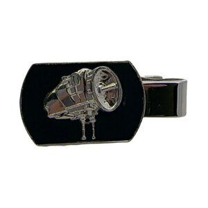 Vintage Robbins Co Silver Tone & Black Enamel Satellite Tie Bar Clip! 9